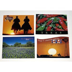 VTG Lot 4 SSI Smith-Southwestern TEXAS Souvenir POSTCARDS Sunset Cowboys Unused